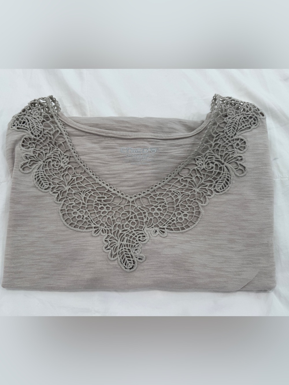 Chico's Taupe Crochet-Trim V-Neck Camisole